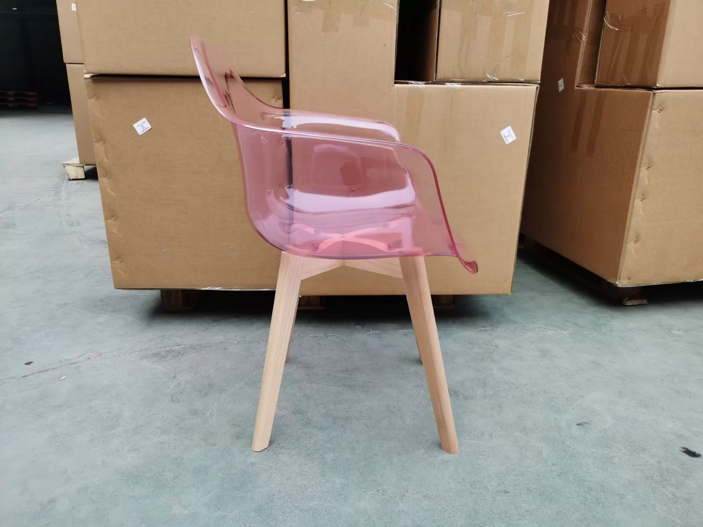 Трапезен стол Тея кристал розов поликарбонат