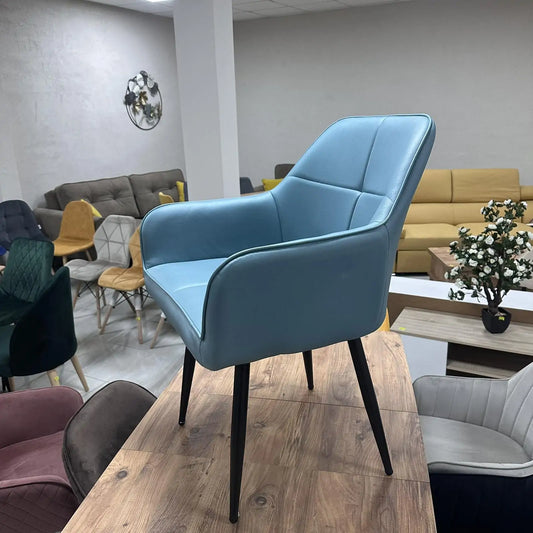 Трапезен стол Деко модерен текстил в тюркоаз цвят