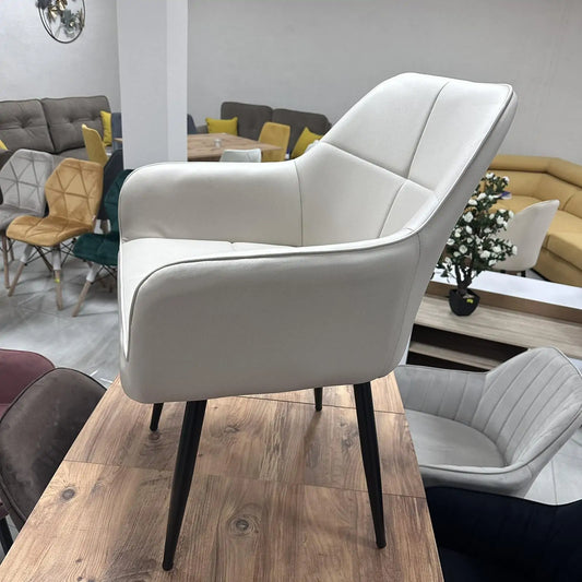 Трпезариска столица Деко модерен текстил во бежова боја