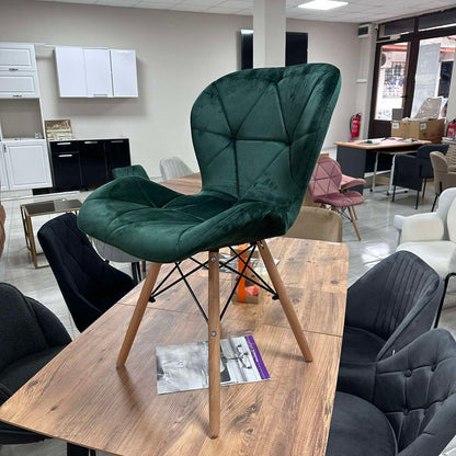 Трапезен стол Мелина зелено кадифе