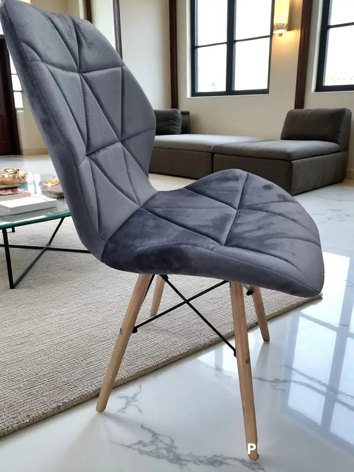 Трапезен стол Мелина сиво кадифе