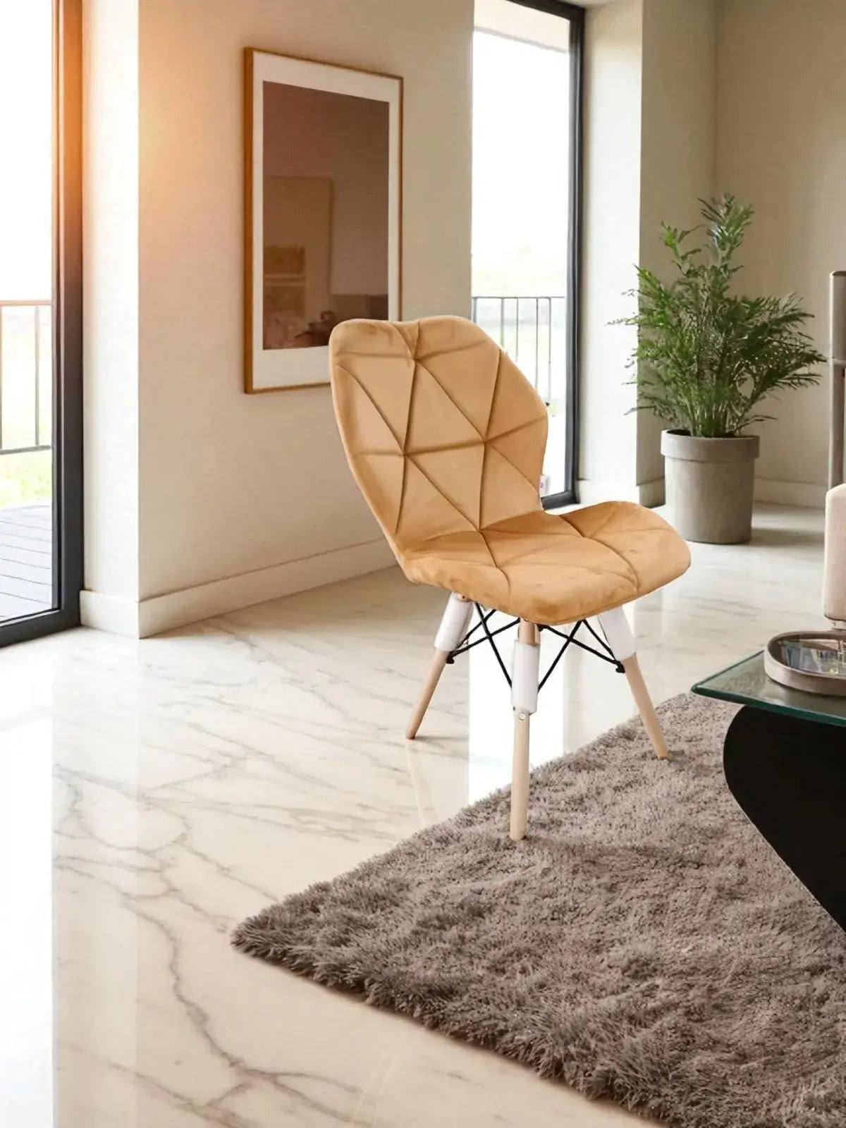 Трапезен стол Мелина кадифе -старо злато