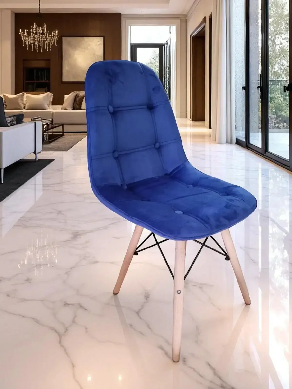 Трапезен стол Таня бежово кадифе