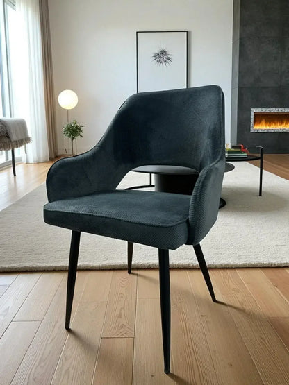 Трапезен стол Каво тъмно сива дамаска