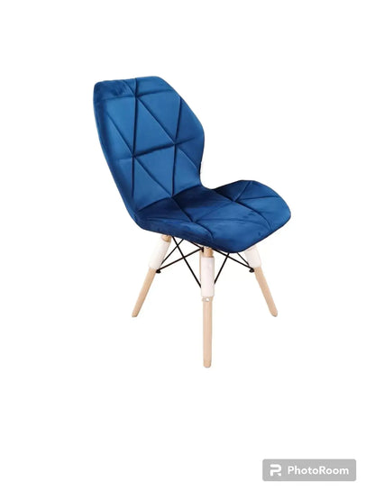 Трапезен стол Мелина синьо кадифе