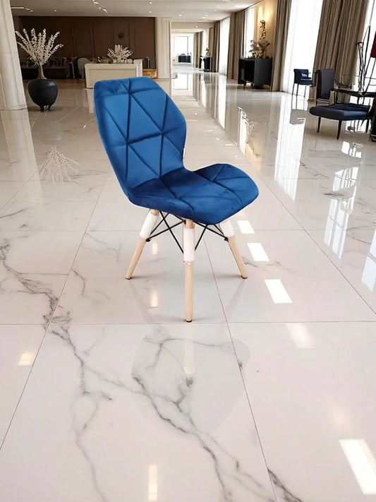 Трапезен стол Мелина синьо кадифе