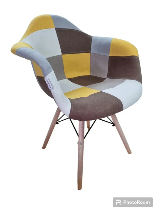 Стол Тея жълт-кафяви кръпки пачуърк