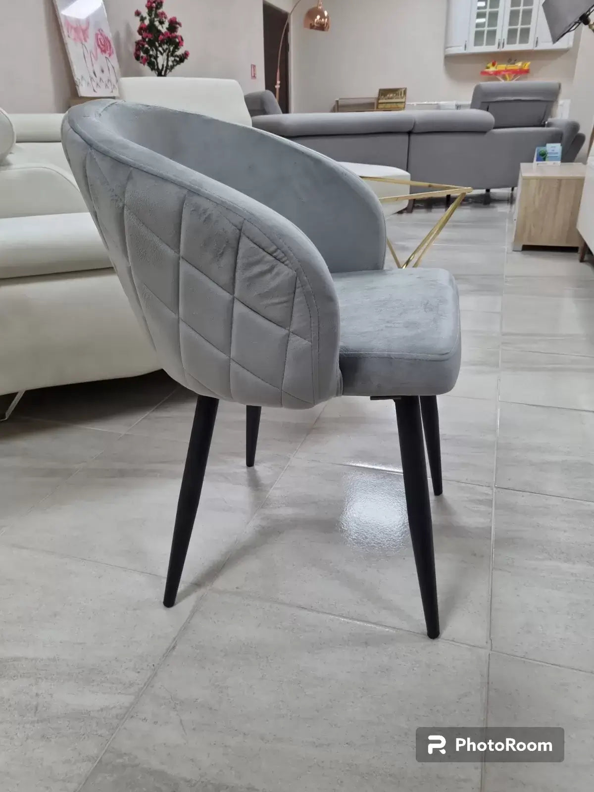 Трапезен стол Беатрис /кадифе сиво